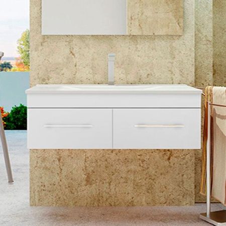 Тумба с раковиной SanVit Квадро Lux 120 kkvad120 в цвете Ral подвесная Красный глянец, артикул kkvad120