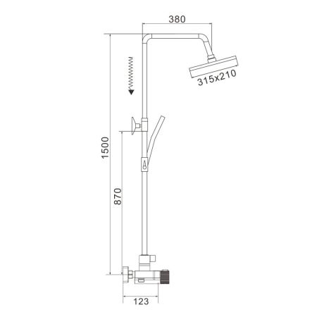 Душевая система с термостатом Rose R1896H-6, черный