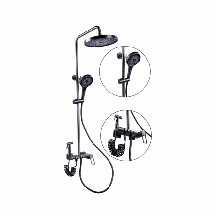 Душевая система с гигиеническим душем FASHUN A2483-17, графит