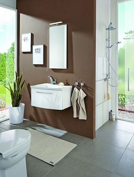 Комплект мебели Puris For Guests6006R с раковиной из минерального литья, 600 мм правый, цвет белый высокоглянцевый