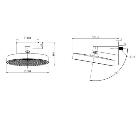 Верхний душ WONZON & WOGHAND, Темный графит (WW-HS099-BGG)
