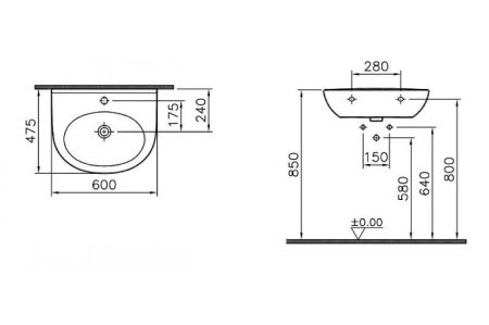 Раковина Zentrum 60 см, цвет белый