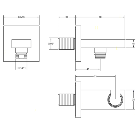 Gessi Rettangolo Вывод воды с держателем для душевой лейки, цвет: хром, артикул 20161#031