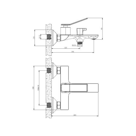 Смеситель для ванны BELZ B60618, хром, артикул B60618