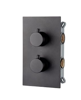 AQG Alpha, встраиваемый смеситель для душа c термостатом на 2 выхода , цвет черный матовый