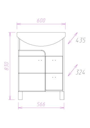 Тумба Onika Стиль 60 напольная, белая/ясень шимо (ум. Грация 60)