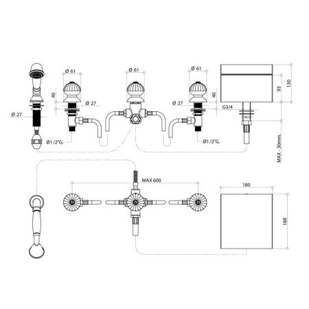 Bongio Radiant Смеситель для ванны, цвет хром, артикул 02535CR0D