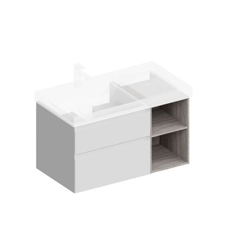 Тумба CUBO левая подвесная с ящиками 90, белая матовая, артикул CUB.90Lh\WHT.M