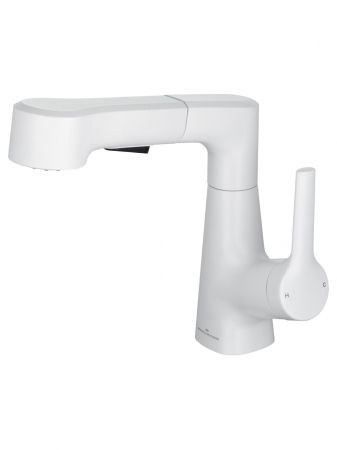 Смеситель для раковины с выдвижным изливом WONZON & WOGHAND, Белый матовый (WW-121B108-MW), артикул WW-121B108-MW