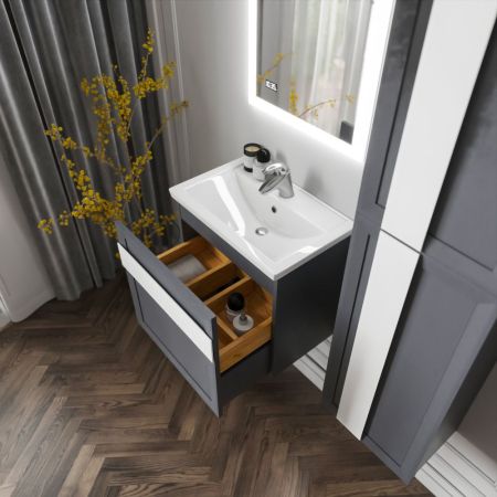 Комплект мебели для ванной Бриклаер БЕРЛИН 60SB, оникс серый, артикул БЕРЛИН 60SB