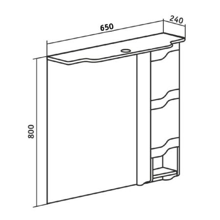 Зеркальный шкаф Runo правый Стиль 65 (УТ000002339), артикул УТ000002339