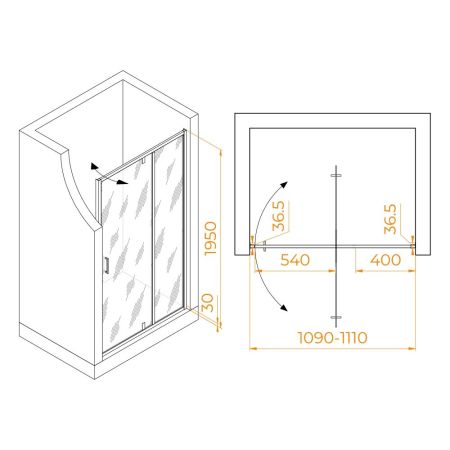 Душевая дверь RGW LE-103 (Прозрачное, 1100), артикул 711210311-11