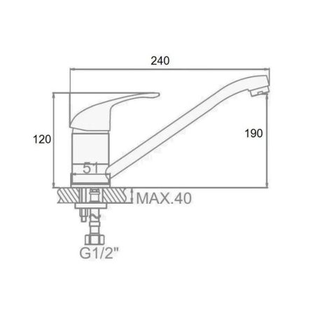 Смеситель для кухни D-Lin D154430, хром