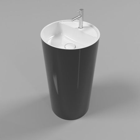 Умывальник WHITECROSS Pantheon D=43 (черный/белый глянец) иск. камень