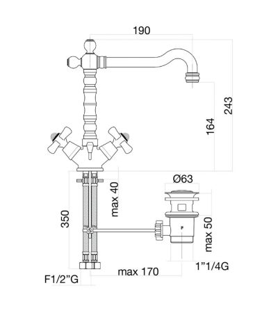 Смеситель для раковины Fiore MARGOT SKY (SWAROVSKI®) 01CO0625, хром/золото, артикул 01CO0625