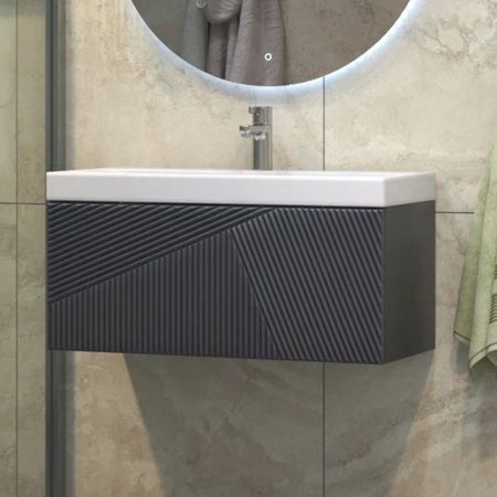 Тумба под раковину подвесная Velvex Edge tp.EDG.9696.80.1Y графит, 80 см, артикул tp.EDG.9696.80.1Y графит