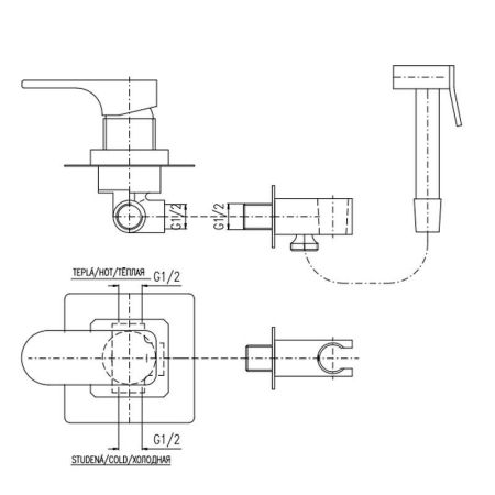 Гигиенический душ со смесителем Rav Slezak YUKON YU142/1, хром, артикул YU142/1