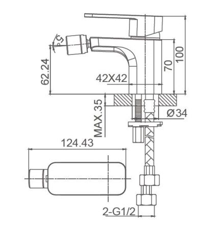 Смеситель для биде WONZON & WOGHAND ARNIE, Черный матовый (WW-695001-MB)