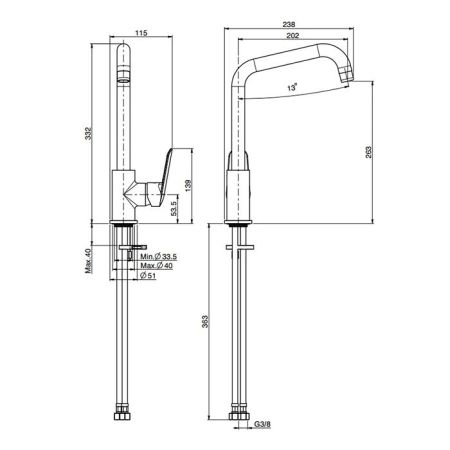 Fima Carlo Frattini Kitchen Смеситель для кухни, на 1 отв., цвет: хром, артикул F3007/1RCR.ES