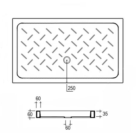 Душевой поддон прямоугольный керамический RGW CR Белый (Глубина 35) (720x1000), артикул 19170370-01
