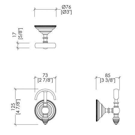Devon Black Diamond Крючок вешалка, декоративные элементы черного цвета ,цвет крючка хром, артикул BLKD522CR