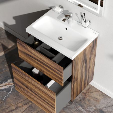 M90FSX0602HF Gem, База под раковину, напольная, 60 см, 2 ящика, цвет: орех M90FSX0602HF Gem, База под раковину, напольная, 60 см, 2 ящика, цвет: орех