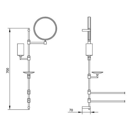 Bongio T Mix Стойка с аксессуарами подвесная, 700x260 мм, цвет хром, артикул 30054CR00