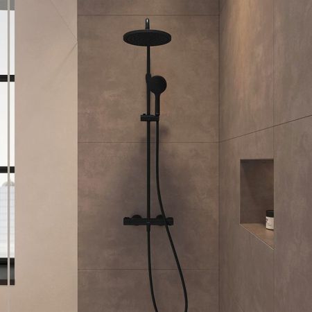 Duravit Shower Systems Душевая система в комплекте с термостатическим смесителем (чёрный матовый), артикул TH4282008046