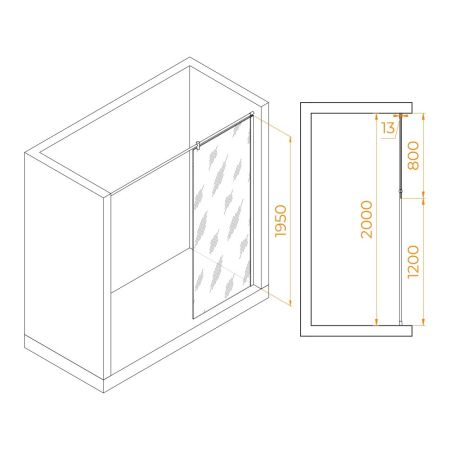 Душевая перегородка RGW WA-034 (Прозрачное, 800), артикул 351003408-11