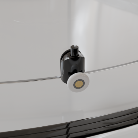 Душевая кабина полукруг, раздвижные двери, стеклянная, профиль чёрный- RGW AN-208B (Прозрачное, 900x900)