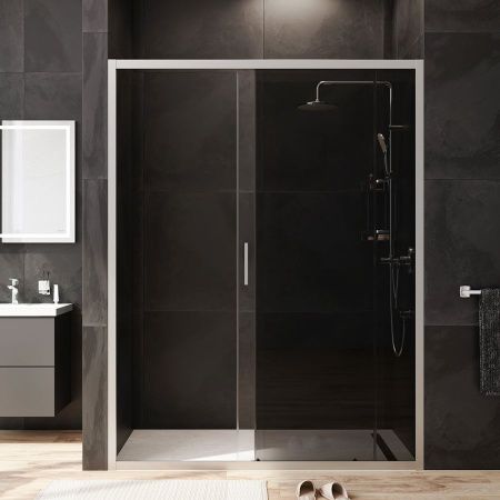W90G-150-1-195MG Gem Solo Дверь душевая 150х195, стекло тонированное, профиль матовый хром W90G-150-1-195MG Gem Solo Дверь душевая 150х195, стекло тонированное, профиль матовый хром