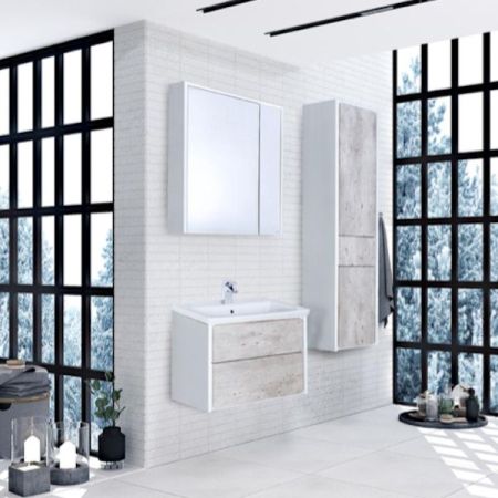 Зеркальный шкаф Roca Ronda 80 ZRU9303009 с подсветкой Бетон Белый матовый, артикул ZRU9303009