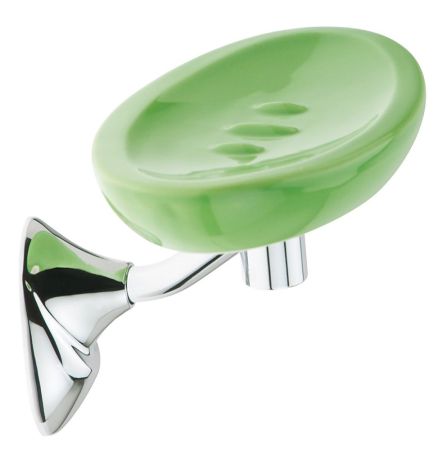 Stil Haus Zefiro, настенная керамическая мыльница, цвет хром - зеленая керамика, артикул ZE09(08-VE)