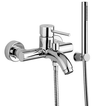 Emmevi Piper, однорычажный смеситель для ванны (излив 17,6 см), с набором для душа, цвет хром