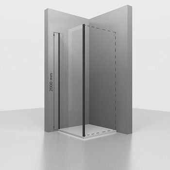 Боковая панель к душевому углу из стекла, универсальная RGW Z-050-3B черная (Прозрачное, 1200)