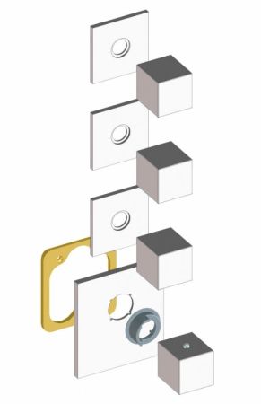 Смеситель для душа, Bossini, CUBE, HighFlow, тип регулирования воды-термостатический картридж, монтаж-настенный встраиваемый, отверстия для монтажа-4, внутренняя часть-необходимо заказать, с отдельными панелями, квадратная рукоятка, установка вертикальная, артикул Z032205.030