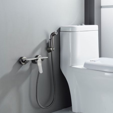 Гигиенический душ со смесителем Shevanik S4705T-1, оружейная сталь