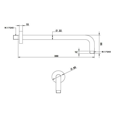 BONGIO BRACCI DOCCIA Держатель верхнего душа 350 мм., настенный монтаж, цвет белый матовый, артикул 802BI35PR