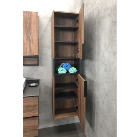 Шкаф пенал Comforty Штутгарт 40 4151544 подвесной Дуб темно-коричневый Черный матовый, артикул 4151544