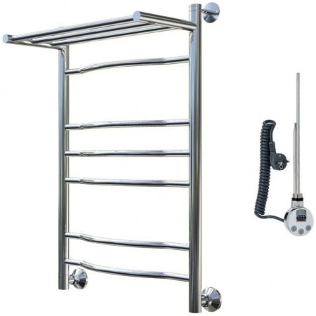 Электрический полотенцесушитель Тругор Лотос 3 элТЭН 80x50 с полкой Хром, артикул Лотос3/элТЭН8050П