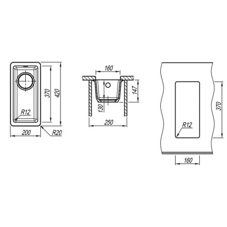 Кухонная мойка Florentina ВЕГА 22.300.00160.102, черный, артикул 22.300.00160.102