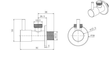 Угловой переходник AQUATEK AQ2450CR, артикул AQ2450CR