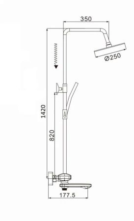 Душевая система с термостатом Rose R3996T, пепельный