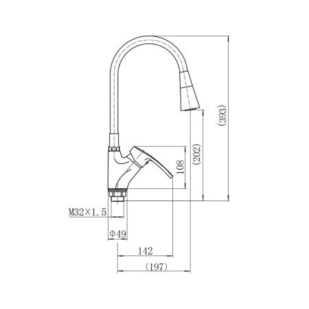 Смеситель для кухни с гибким изливом FASHUN A4466+A7356, хром/белый