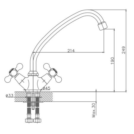 Смеситель для кухни Cron CN4019-2, хром