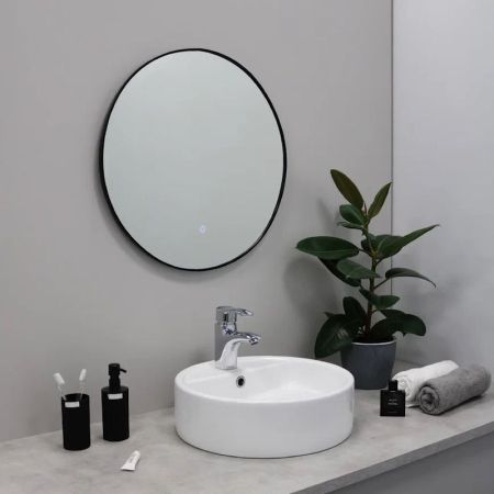 Зеркало с подсветкой LED Fixsen FX-1080B круглое 80х80 см, черное, артикул FX-1080B