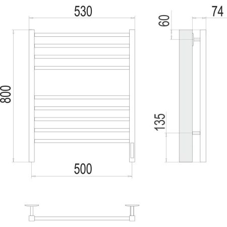 Полотенцесушитель электрический Terminus Ватикан П8 50х80 КС 905, черный, артикул 4670078527554