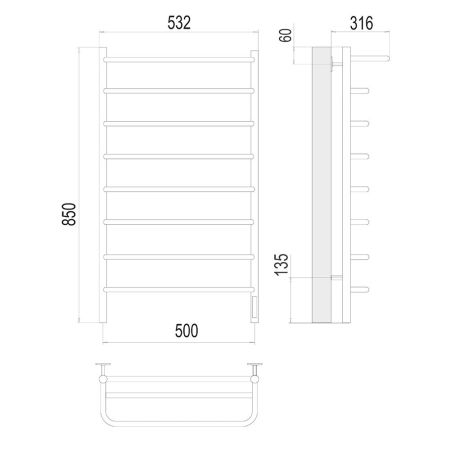 Полотенцесушитель электрический Terminus Полка П8 50х85, артикул 4670078524836
