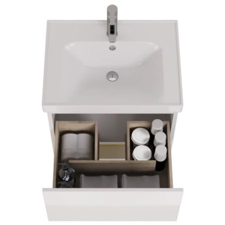 PERFECTO Тумба 60 см подвес. 1 ящ., push-to-open, белый глянец