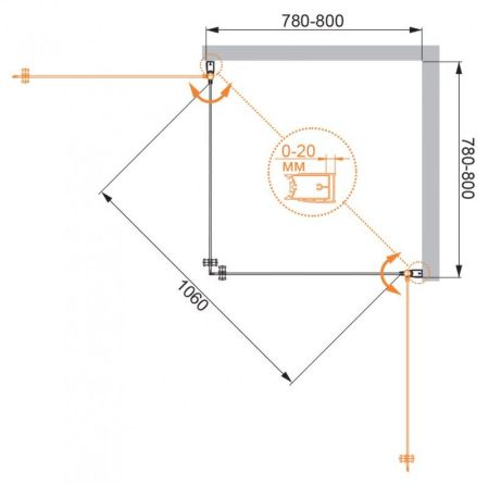 Душевой уголок CEZARES ELENA A-2, артикул ELENA-W-A-2-90-P-Cr